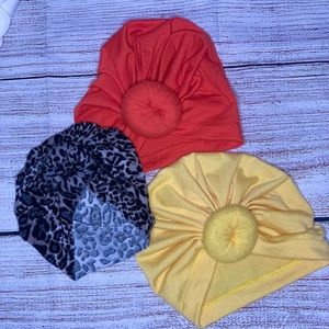 EUC Baby Head-wrap Leopard print, yellow and red